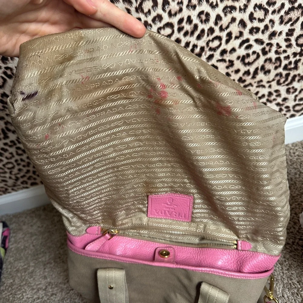 Prada Pink and Tan Tote Bag - Picture 5 of 11